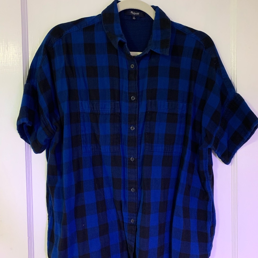 Madewell Flannel Courier - Medium - Black/Blue
